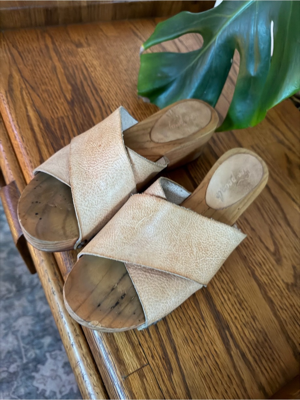 Free People Pasadena wooden clogs